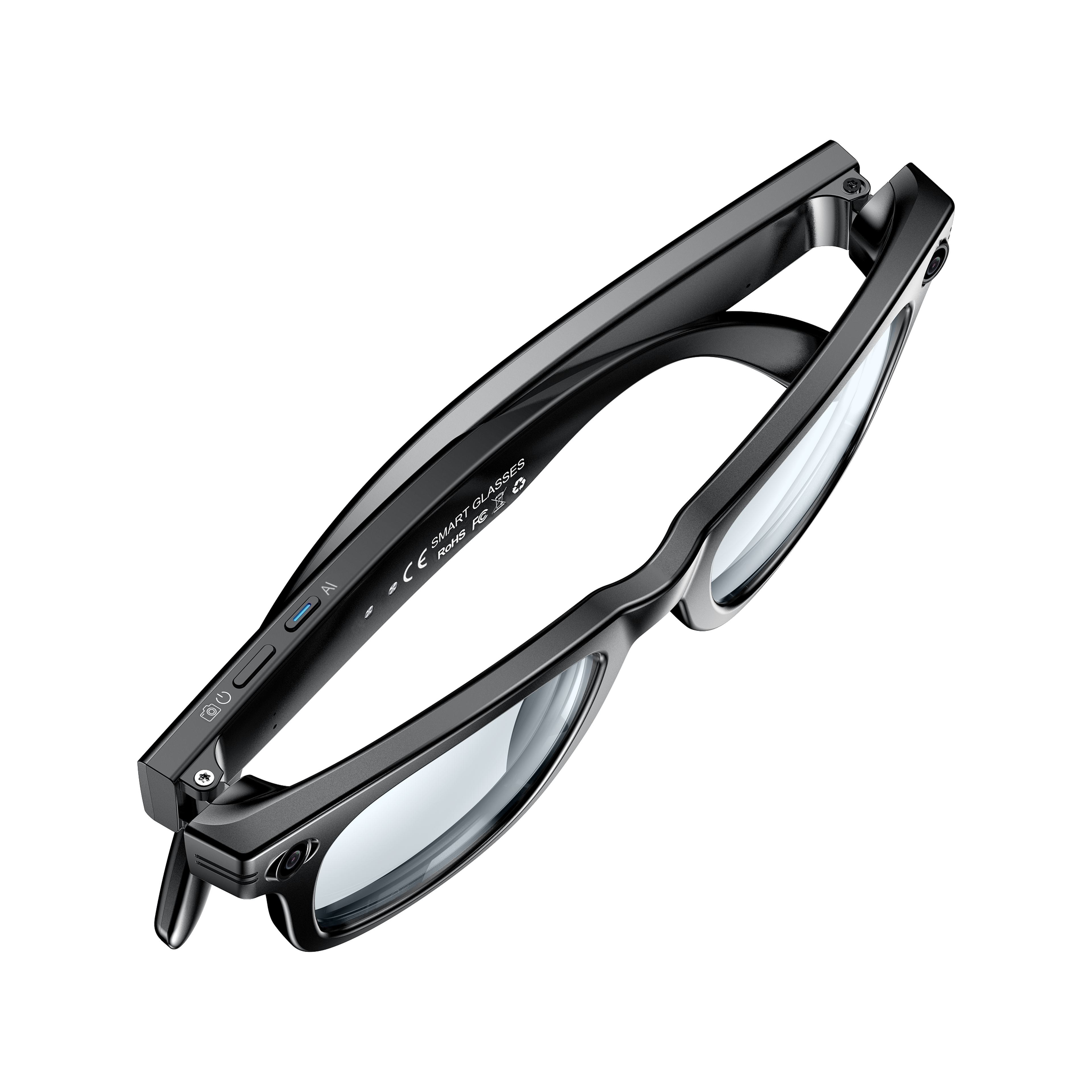 VisionAI Desk smart glasses with anti-blue light lenses, designed for long-term screen use and office productivity.
