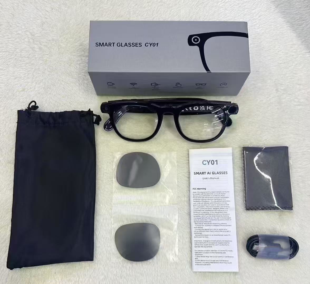 VisionAI Elite 8MP HD Camera Smart Glasses - 100+ Language AI Translation