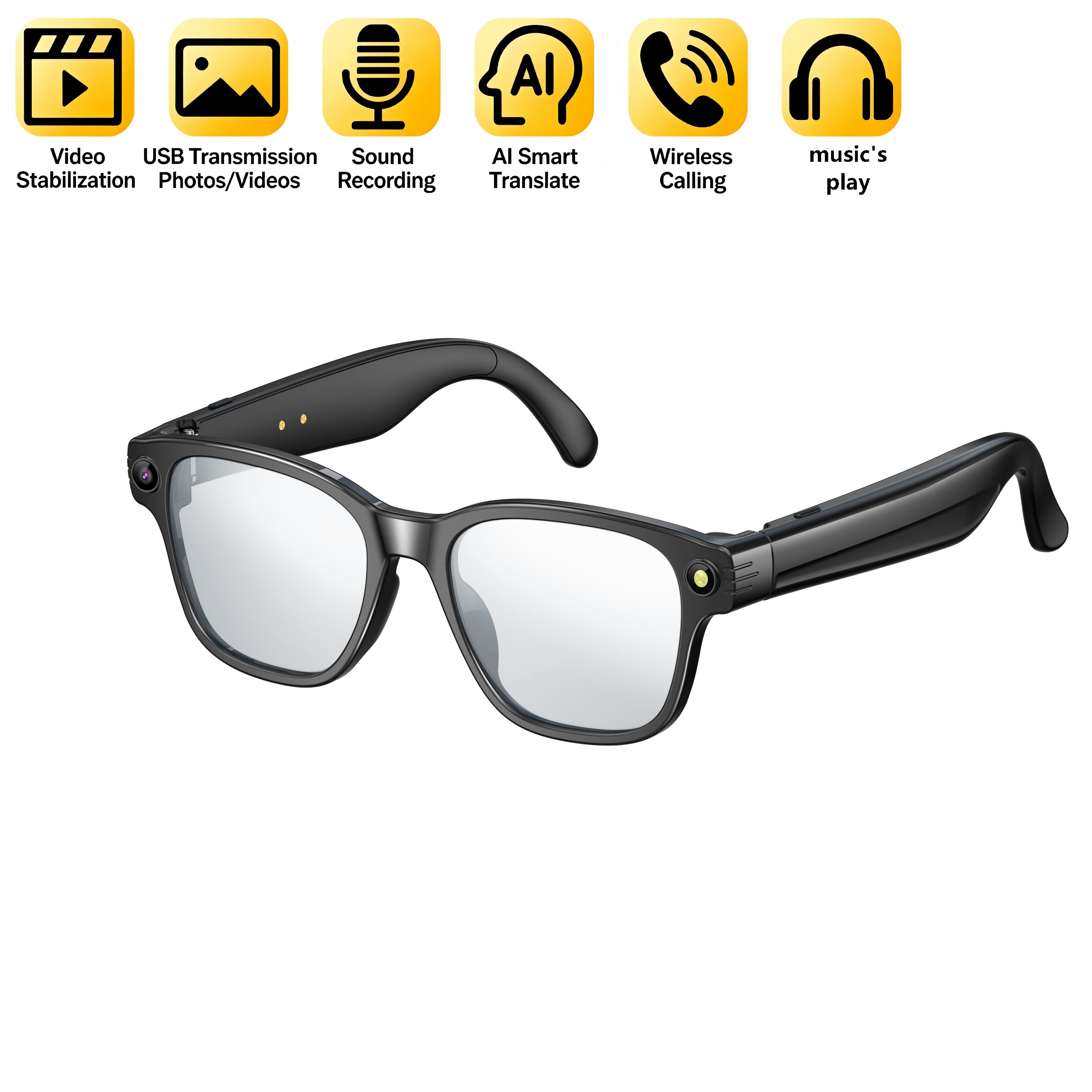 VisionAI Vlogger Edition Smart Glasses - POV 1080P Recording & Open-Ear Audio