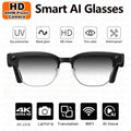 Black VisionAI smart glasses showing premium design details on white background