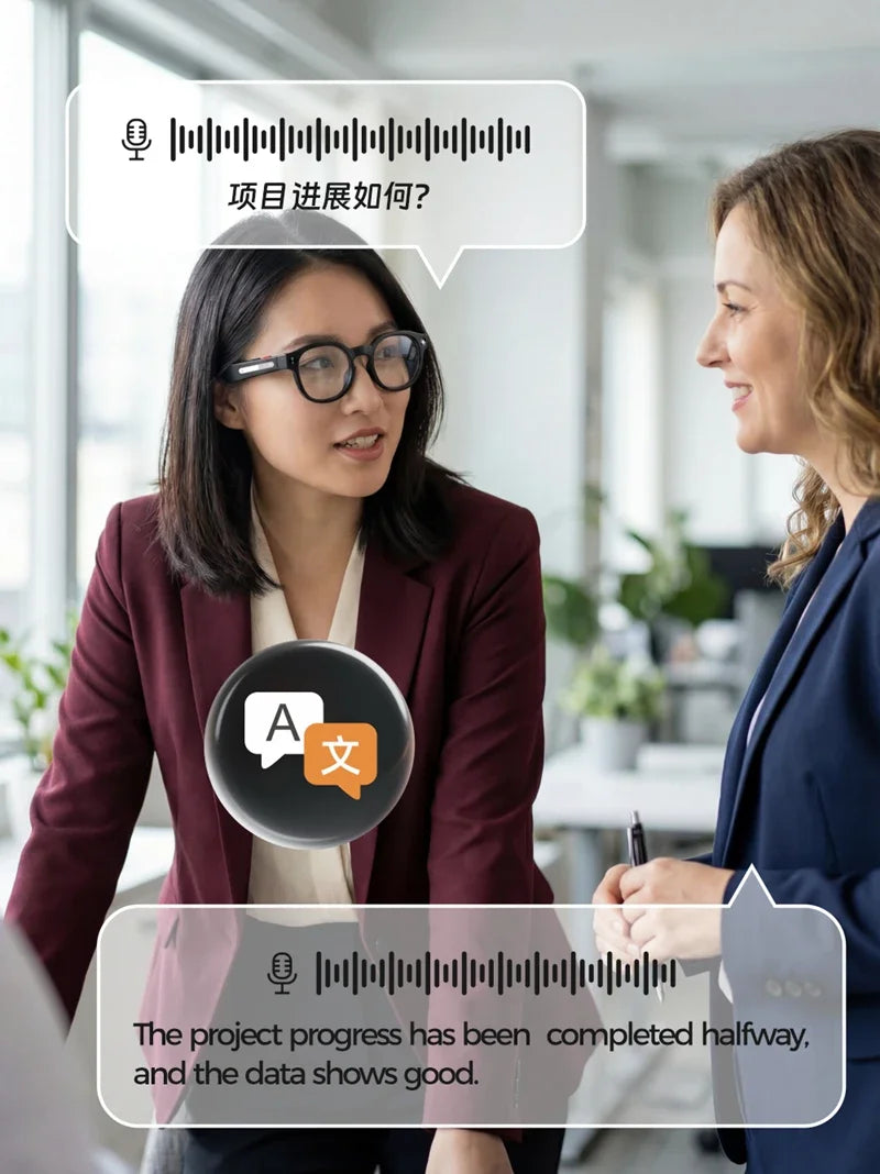 Black VisionAI smart glasses showing premium design details on white background