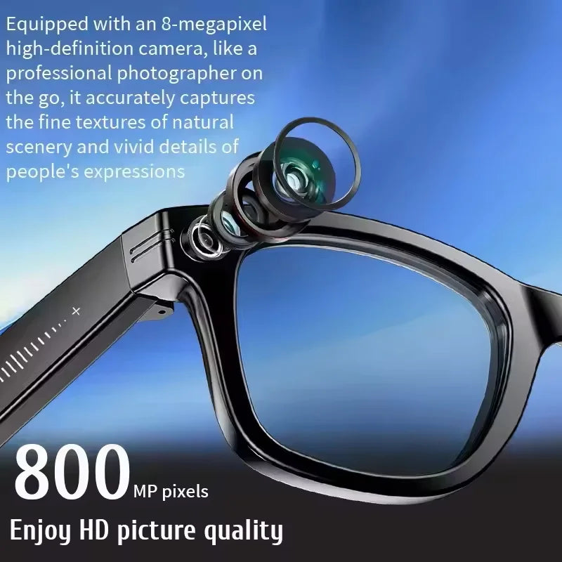 AI Smart Glasses with 8MP Camera Video Recording 100+ Languages Translation Blue LightSunglasses Bluetooth Call WIFI Men Women