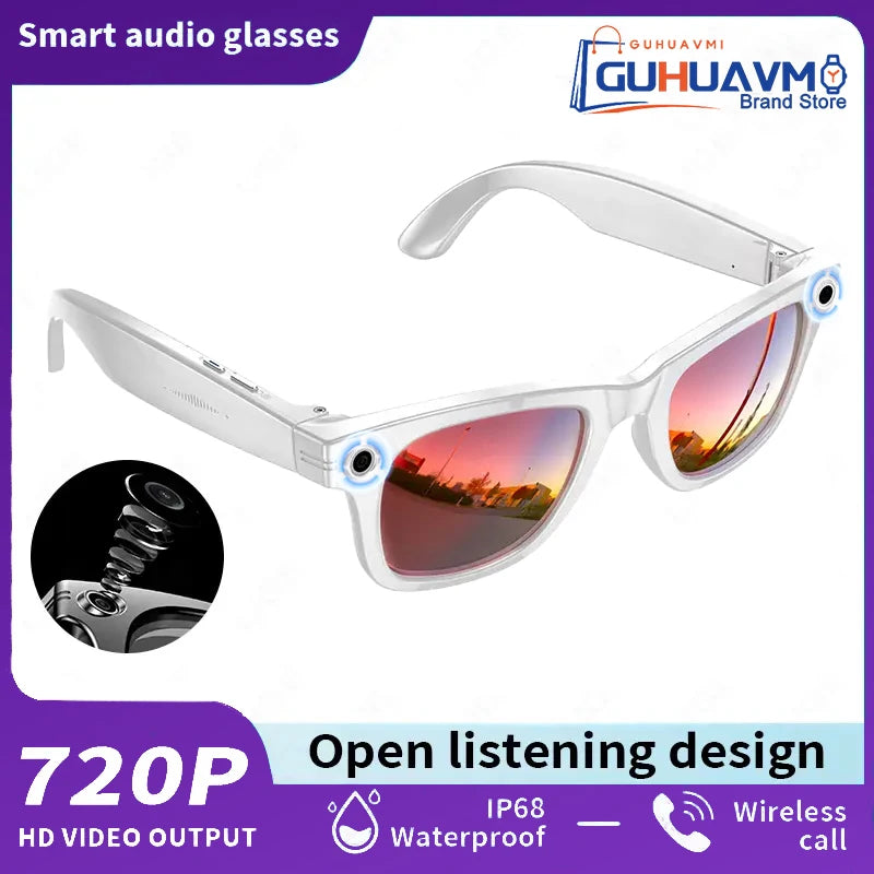 Black VisionAI smart glasses showing premium design details on white background