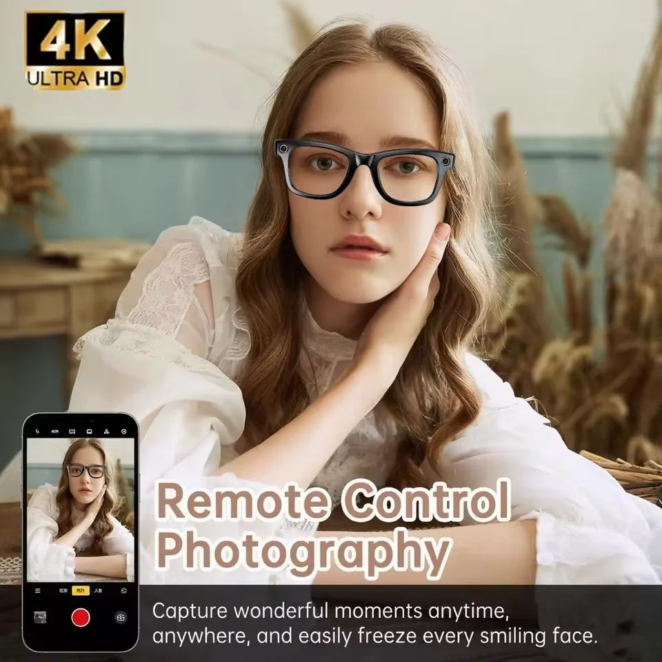 Black VisionAI smart glasses showing premium design details on white background