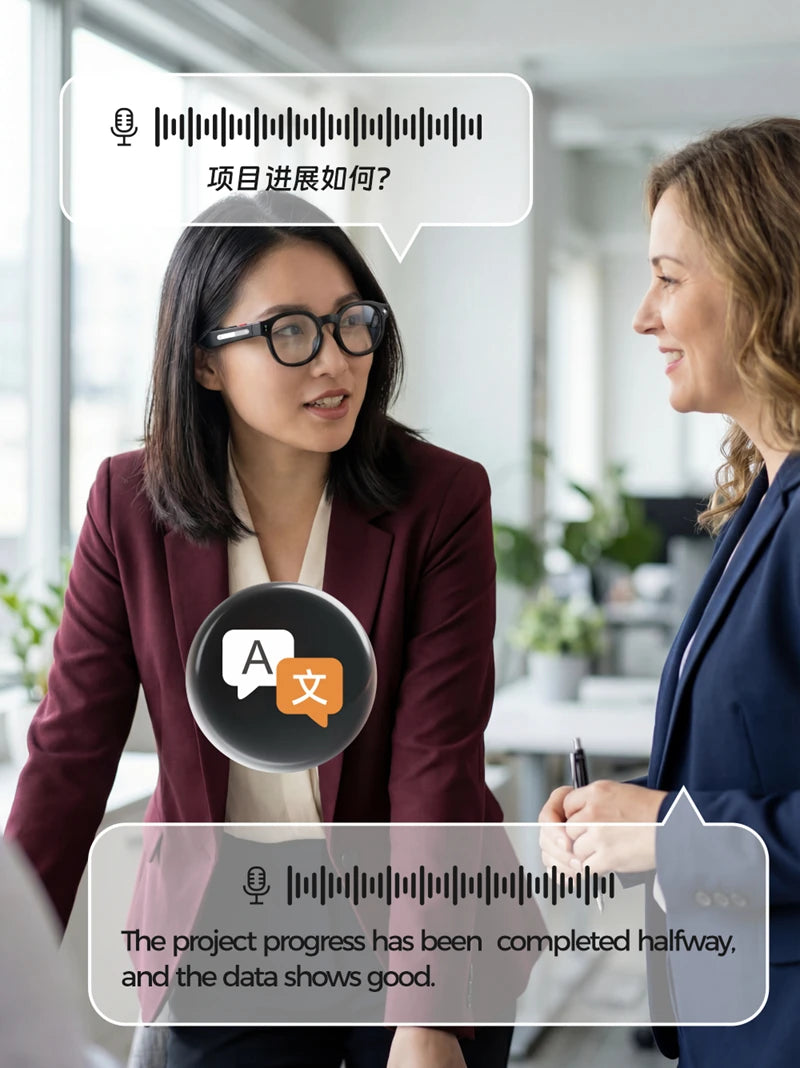 Black VisionAI smart glasses showing premium design details on white background