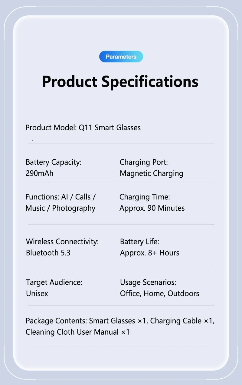 Black VisionAI smart glasses showing premium design details on white background