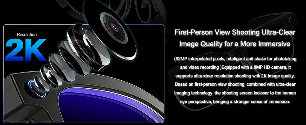 Black VisionAI smart glasses showing premium design details on white background