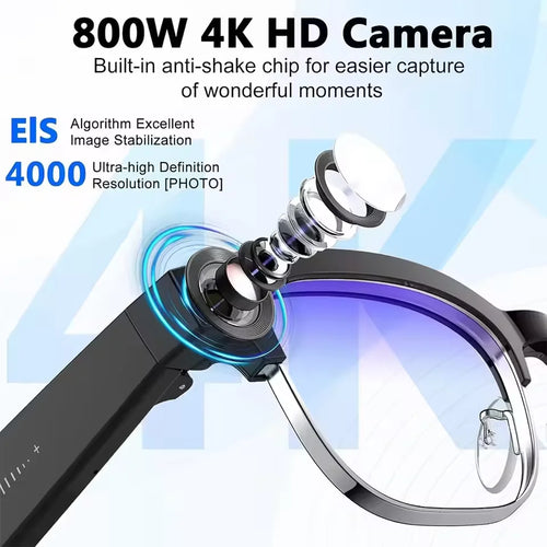 Black VisionAI smart glasses showing premium design details on white background