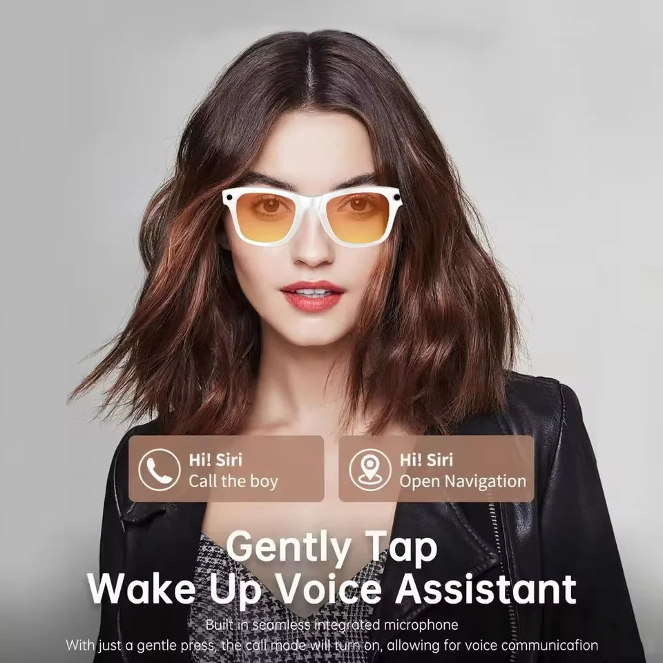 Black VisionAI smart glasses showing premium design details on white background