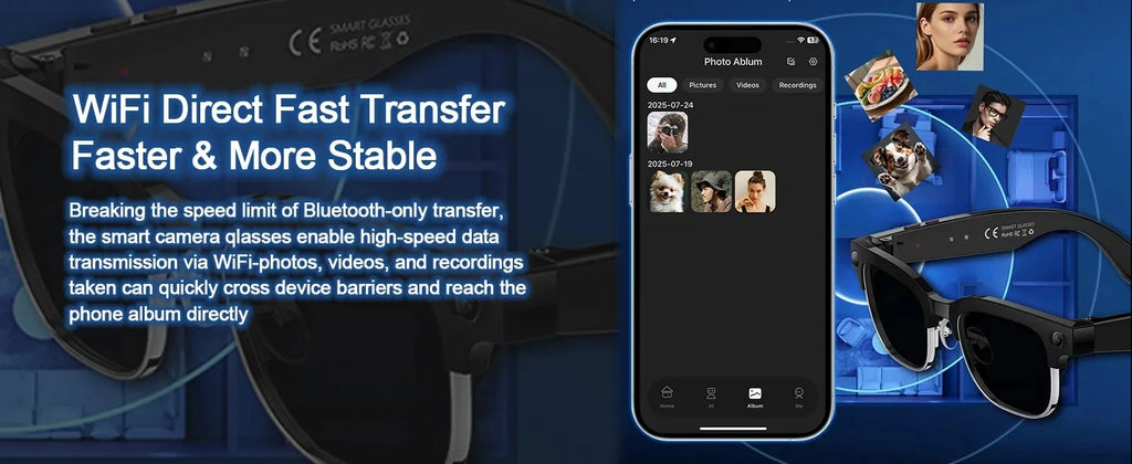 Black VisionAI smart glasses showing premium design details on white background